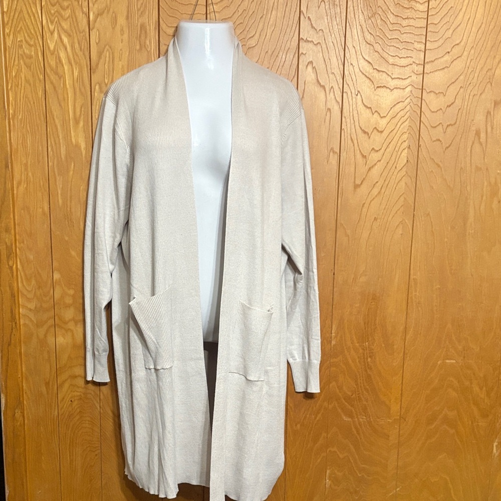 Elegant Cream Open-Front Women's Sweater